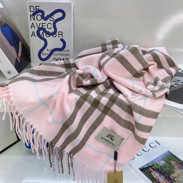 Burberry經典寬格混紡大披肩 經典格子女士圍巾披肩 巴寶莉2021新款羊毛羊絨圍巾  mmj1347